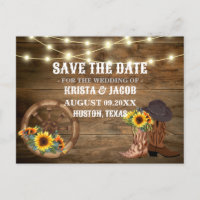 Cowboy Sunflower Western Wedding Save The Date