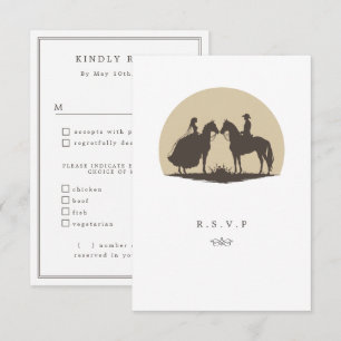 Cowboy sunset meal choices wedding RSVP Card
