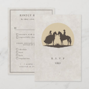 Cowboy sunset meal choices wedding RSVP Card