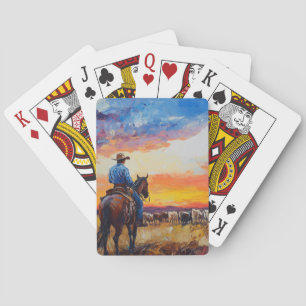 Cowboy Sunset Playing Cards