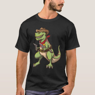 Cowboy T Rex Dinosaur Kids Wild West Country Boys T-Shirt