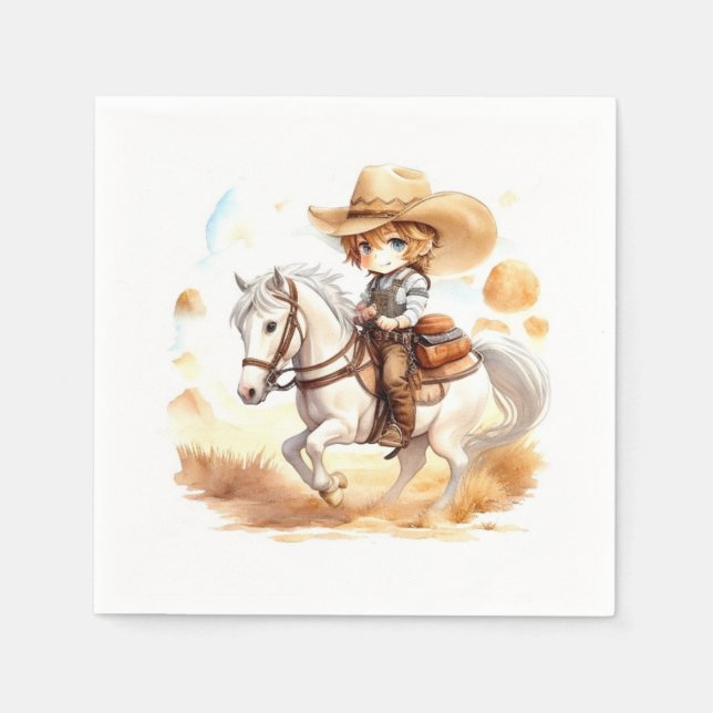 Cowboy Tales: Rustic Wild West Baby Shower Napkin (Front)