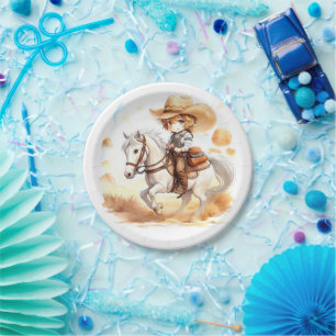 Cowboy Tales: Rustic Wild West Baby Shower Paper Plate