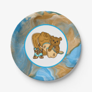 Cowboy Teddy Bear Boy’s Baby Shower  Paper Plate