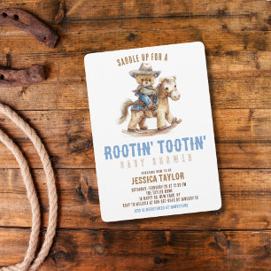 Cowboy Teddy Bear Southern Western Baby Shower Invitation