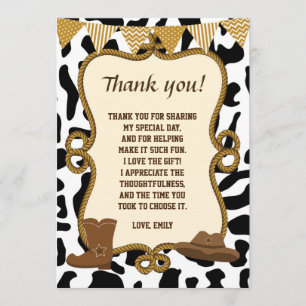 Cowboy Thank You Card Western