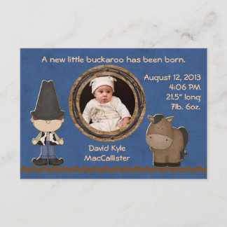 Cowboy Theme Baby Boy Birth Announcement