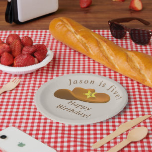Cowboy themed birthday paper plate