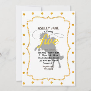 cowboy throwing lasso riding rearing up horse invitation