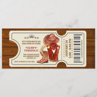 Cowboy Ticket Birthday Party Invitation