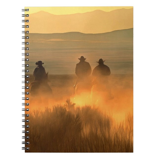 Cowboy Trio: Mountainous Background Gallop. Notebook (Front)