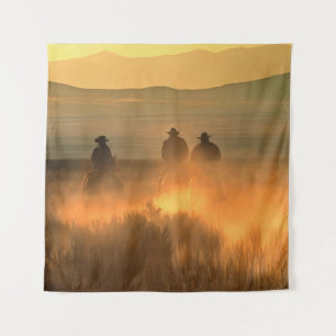 Cowboy Trio: Mountainous Background Gallop. Tapestry