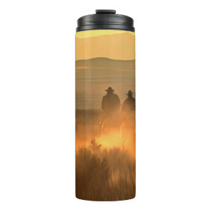 Cowboy Trio: Mountainous Background Gallop. Thermal Tumbler