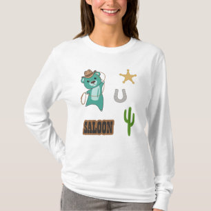 Cowboy Turquoise Cute Bear Saloon Western Country T-Shirt