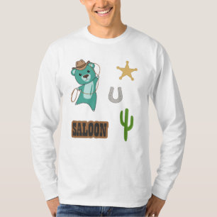 Cowboy Turquoise Cute Bear Saloon Western Country T-Shirt