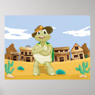 Cowboy Turtle Poster