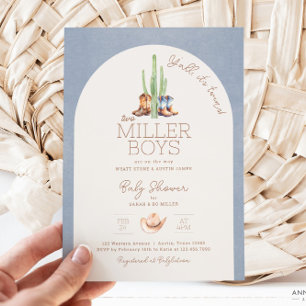 Cowboy Twin Baby Shower Invitation
