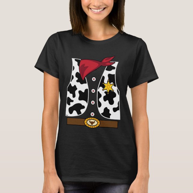 Cowboy Vest Western Sheriff Costume Cool Easy Hall T-Shirt (Front)