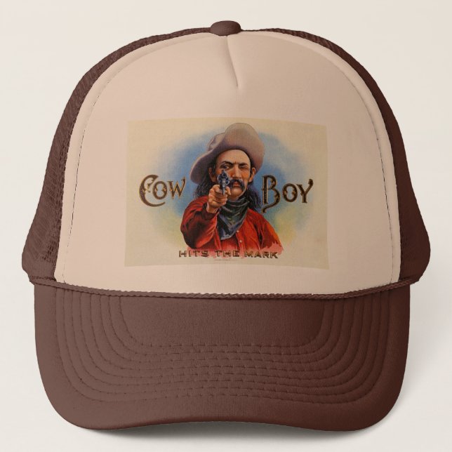 Cowboy - Vintage Ad - Hits the Mark Trucker Hat (Front)