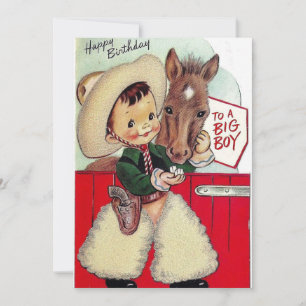 Cowboy Vintage Happy Birthday Big Boy Holiday Card
