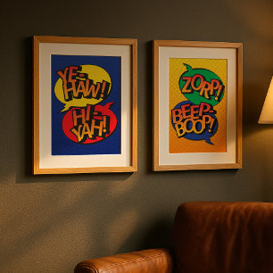 Cowboy vs ninja pop art primary poster