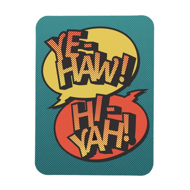 Cowboy vs ninja pop art - retro magnet (Vertical)