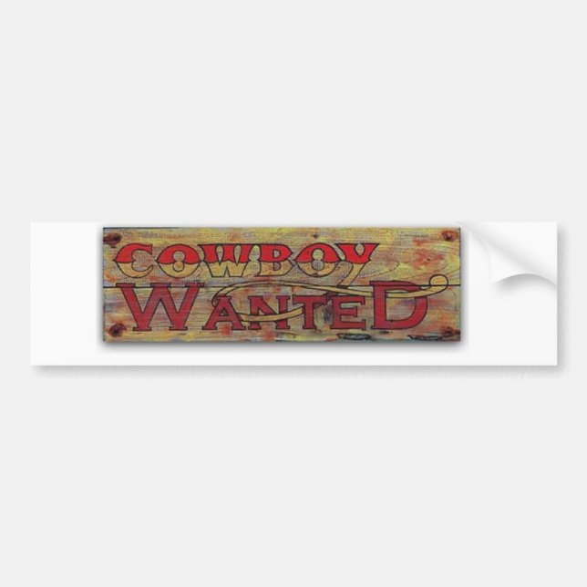 Cowboy wanted bumper sticker (Front)