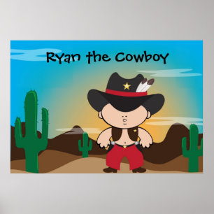 Cowboy wearing Sheriff hat room decor Poster