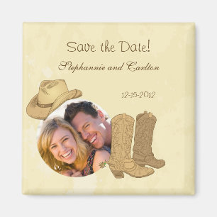 Cowboy Wedding Announcement Magnet