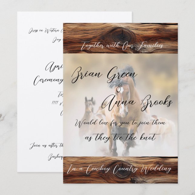 Cowboy Wedding Invitation Dance and BBQ (Front/Back)