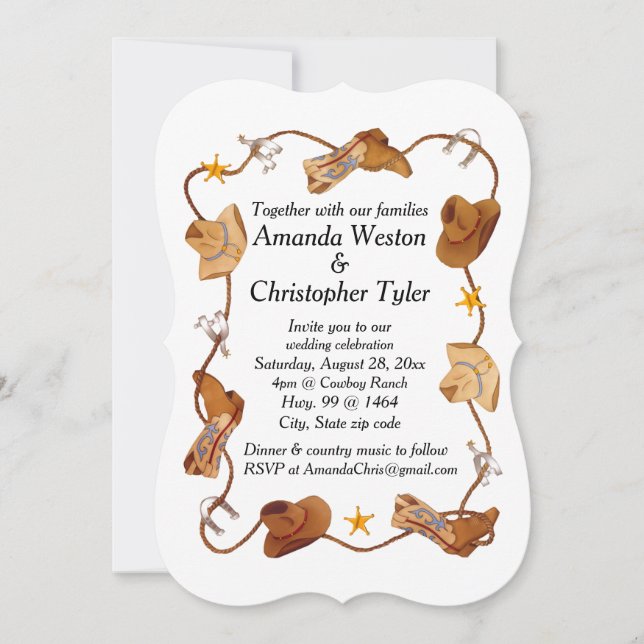 Cowboy wedding invitations (Front)