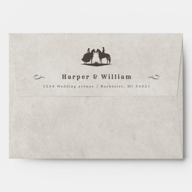 Cowboy wedding western font address wedding envelope (Back (Top Flap))