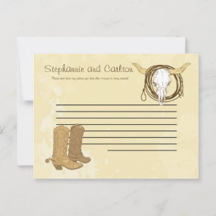Cowboy Wedding Writable Advice Card