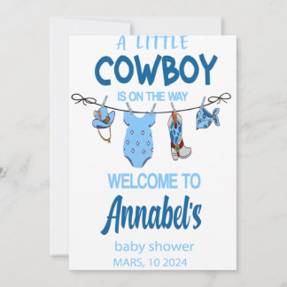 Cowboy Welcome Baby Shower Sign, Wild West Baby  Save The Date