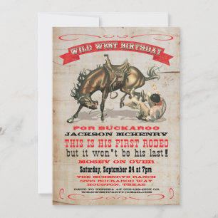Cowboy Western 1st Birthday Party Invitations