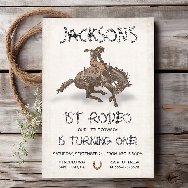 Cowboy western 1st Rodeo Birthday Bronco Bucking Invitation (Creator Uploaded)
