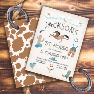 Cowboy western 1st Rodeo Birthday Party Invitation