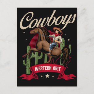 Cowboy Western Americana Adventures Unleashed Holiday Postcard