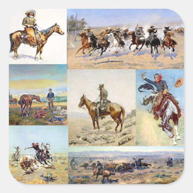 Cowboy Western Art  Popular Square Sticker (Front)