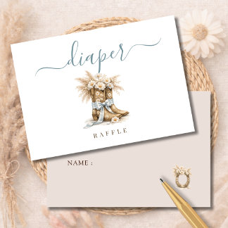 Cowboy Western Baby Shower Activity Diaper Raffle Thank You Card