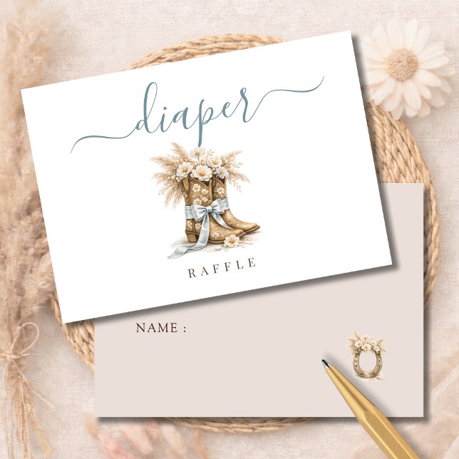 Cowboy Western Baby Shower Activity Diaper Raffle Thank You Card (Creator Uploaded)