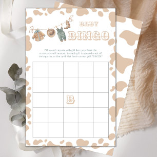 Cowboy Western Baby Shower Bingo Game Card