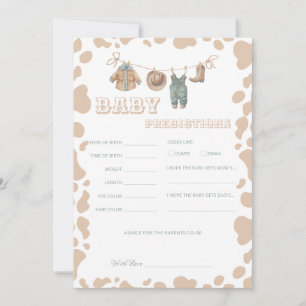 Cowboy Western Baby Shower Predictions Fun Game Invitation