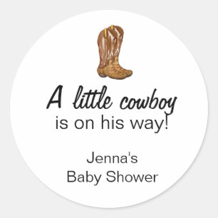 Cowboy Western Baby Shower Thank You Classic Round Sticker