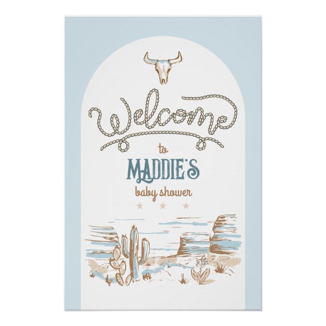 Cowboy Western Baby Shower Welcome Sign (Front)