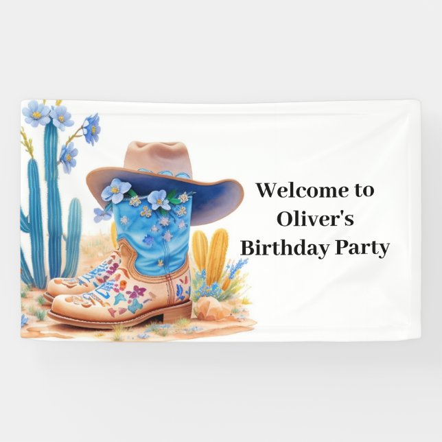 Cowboy Western Birthday Banner (Horizontal)