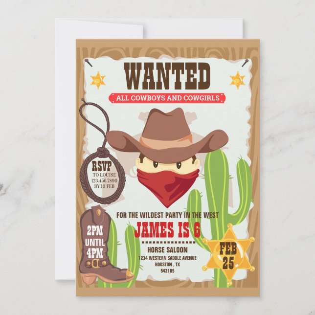 Cowboy Western Birthday Invitation (Front)