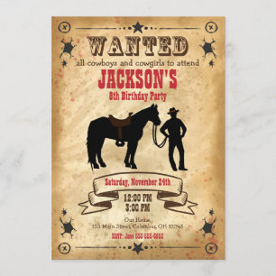 Cowboy Western Birthday Invitation / Wanted Poster