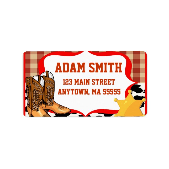 Cowboy Western Birthday Party Address Labels (Front)