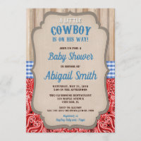 Cowboy western blue red bandanna rustic baby showe